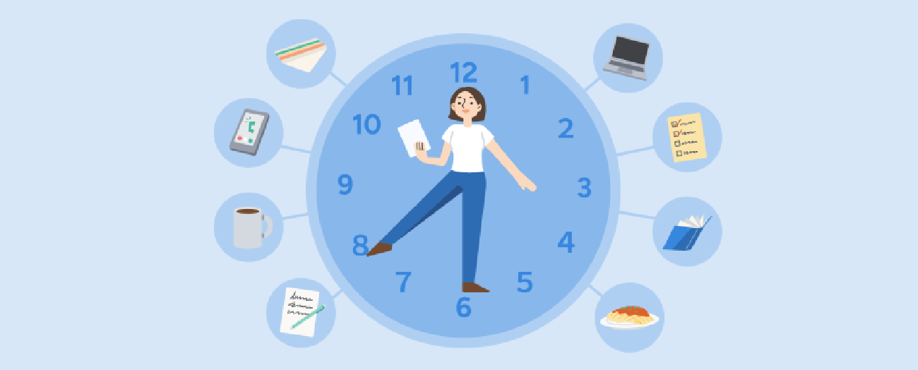 Women laying down trying to prioritize and take care of her time